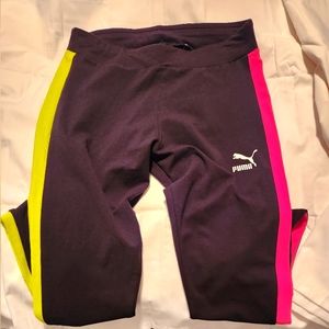 NWT Medium Puma leggings with neon stripe down leg